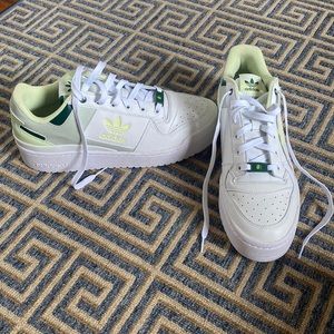 Adidas white and green sneakers, women’s size 11